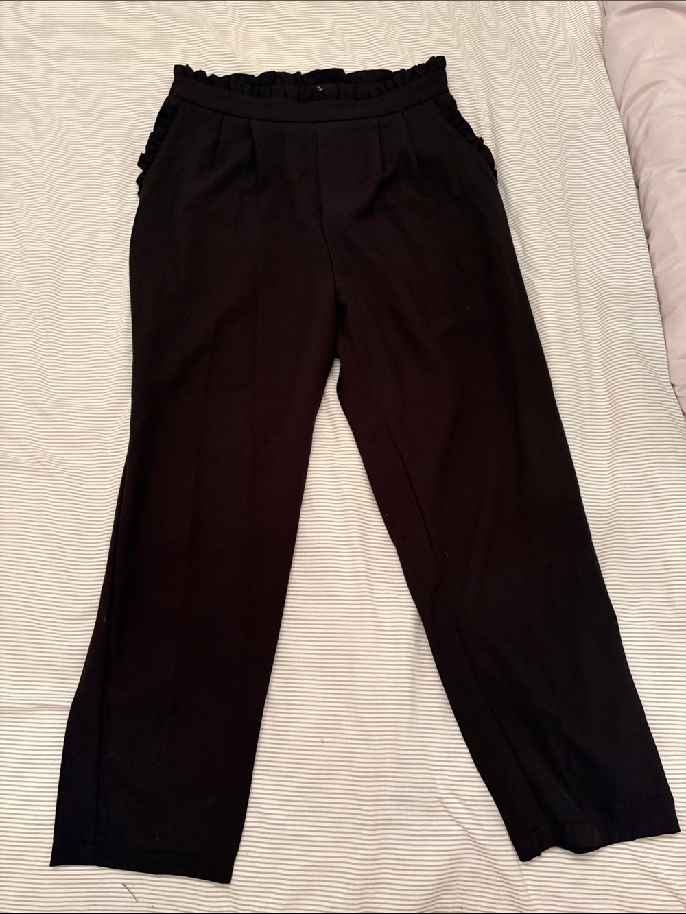 Women's Black Ruffle-Waist Dress Pants